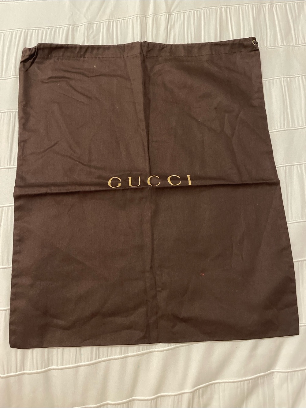 Authentic Gucci Brown Dust Bag Gold Logo Drawstring Storage Bag Medium Large